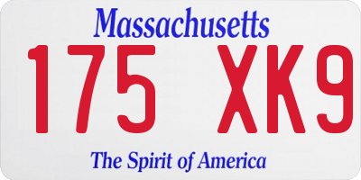 MA license plate 175XK9