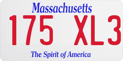 MA license plate 175XL3