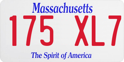 MA license plate 175XL7