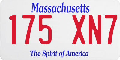 MA license plate 175XN7