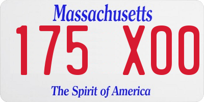 MA license plate 175XO0