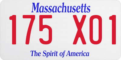 MA license plate 175XO1