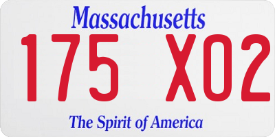 MA license plate 175XO2
