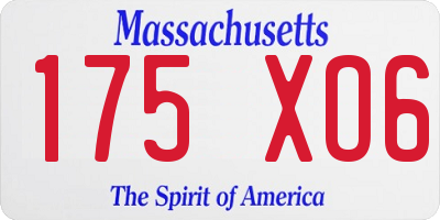 MA license plate 175XO6
