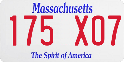 MA license plate 175XO7
