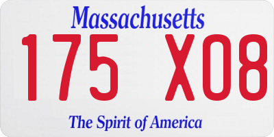 MA license plate 175XO8