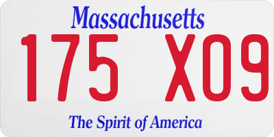 MA license plate 175XO9