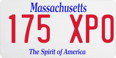 MA license plate 175XP0