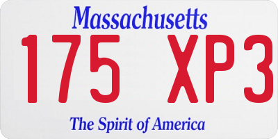 MA license plate 175XP3
