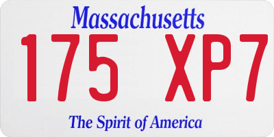 MA license plate 175XP7