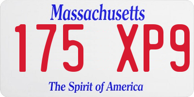 MA license plate 175XP9