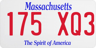 MA license plate 175XQ3
