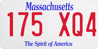 MA license plate 175XQ4