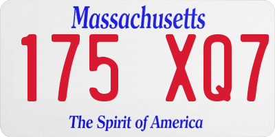 MA license plate 175XQ7