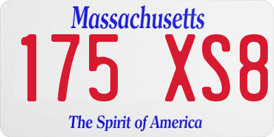 MA license plate 175XS8