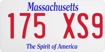 MA license plate 175XS9
