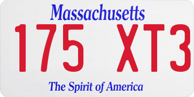 MA license plate 175XT3