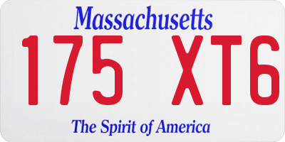 MA license plate 175XT6