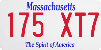 MA license plate 175XT7