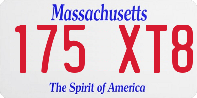 MA license plate 175XT8