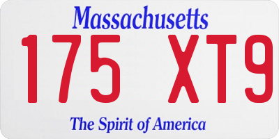 MA license plate 175XT9
