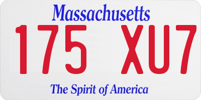 MA license plate 175XU7