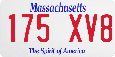 MA license plate 175XV8