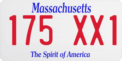 MA license plate 175XX1