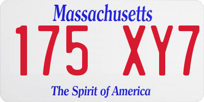 MA license plate 175XY7