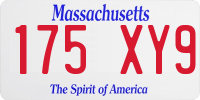 MA license plate 175XY9