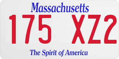 MA license plate 175XZ2