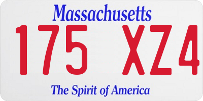 MA license plate 175XZ4
