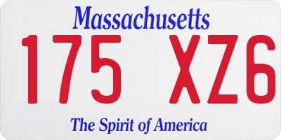 MA license plate 175XZ6