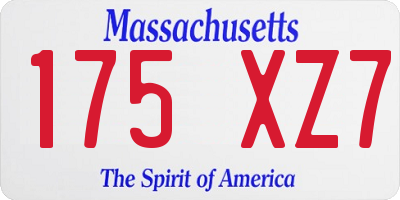 MA license plate 175XZ7