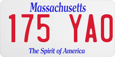 MA license plate 175YA0
