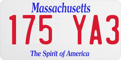 MA license plate 175YA3