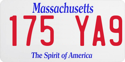 MA license plate 175YA9