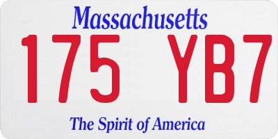 MA license plate 175YB7