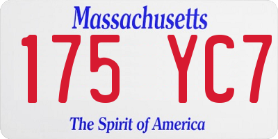 MA license plate 175YC7