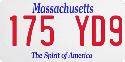 MA license plate 175YD9