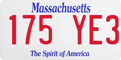 MA license plate 175YE3