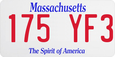 MA license plate 175YF3