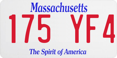 MA license plate 175YF4