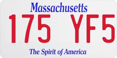 MA license plate 175YF5