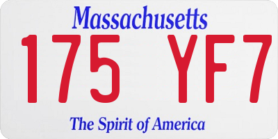 MA license plate 175YF7