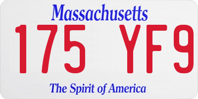 MA license plate 175YF9