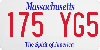 MA license plate 175YG5