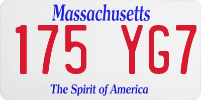 MA license plate 175YG7