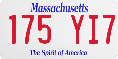 MA license plate 175YI7