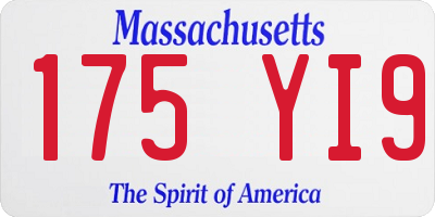 MA license plate 175YI9